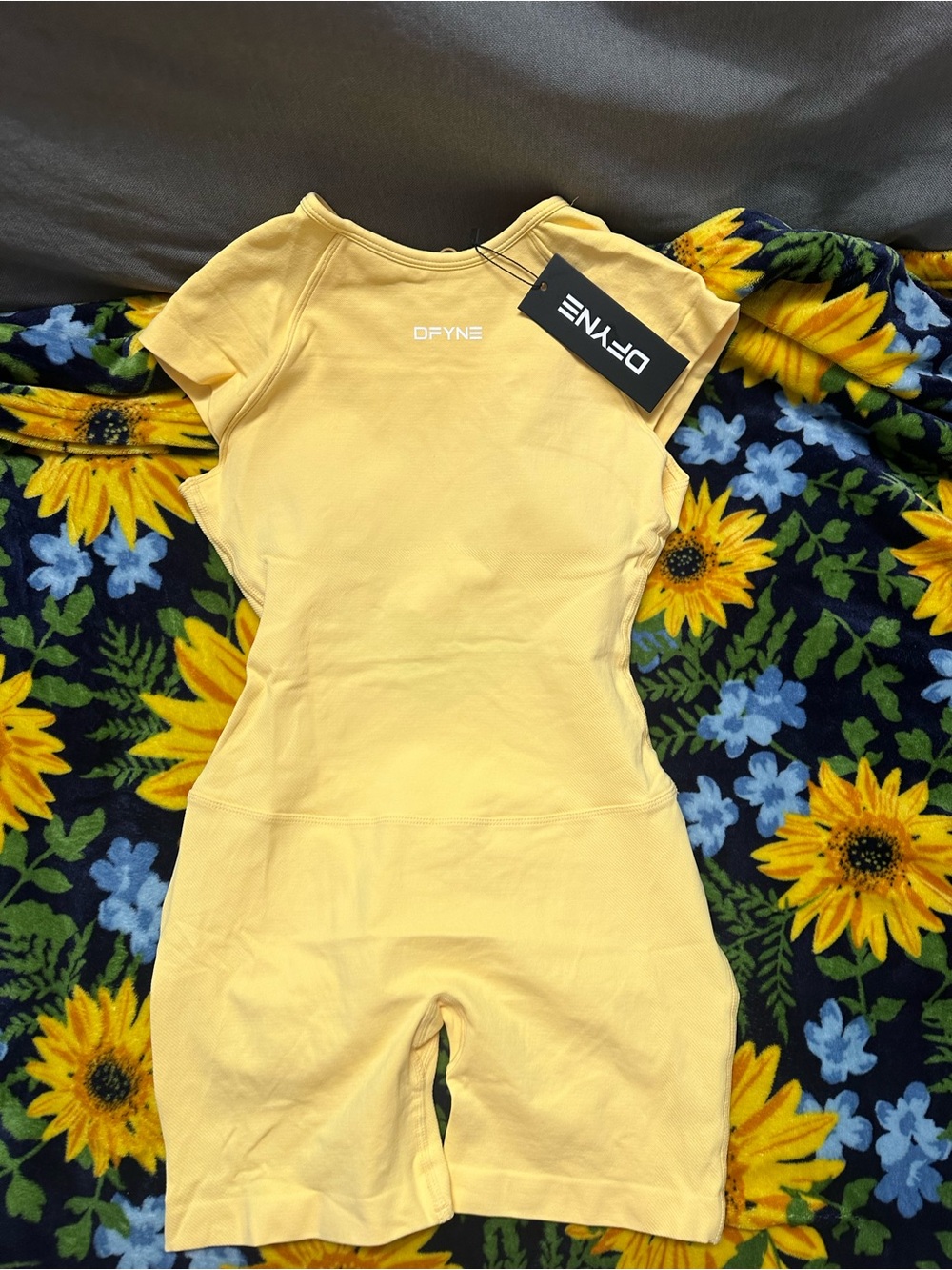 DFYNE Women's Yellow Short-Sleeve Romper Jumpsuit